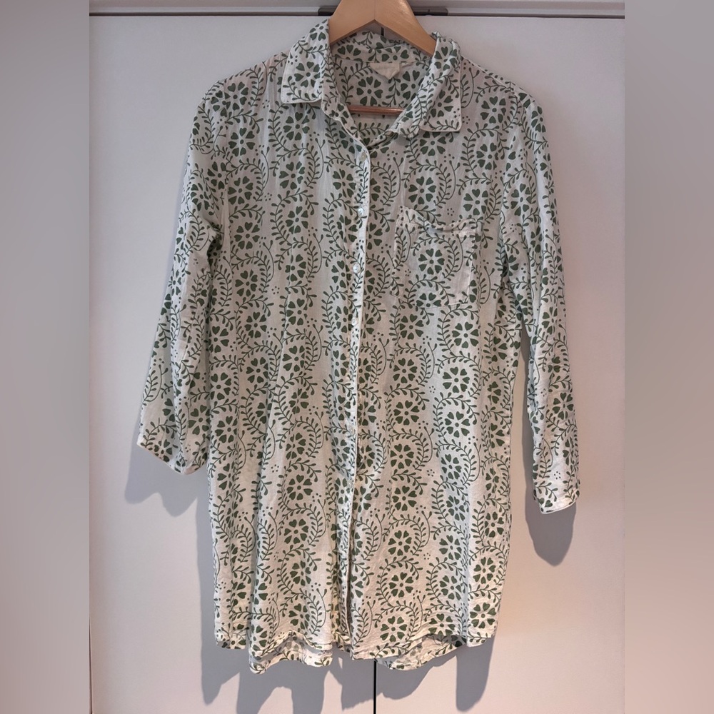 Julia Amory Husband Shirt in Green and White